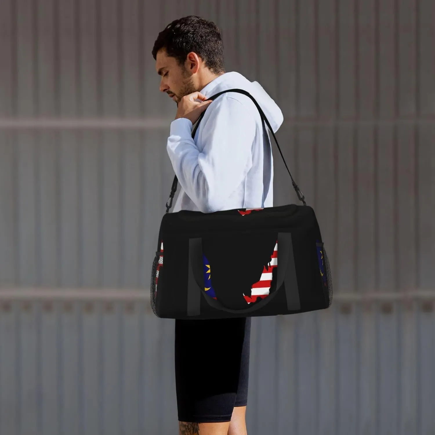 Flag Map Of Malaysia Travel Duffel Bag Large Foldable Waterproof Overnight Bag For Beach Swim Bags Pool Sports Gym