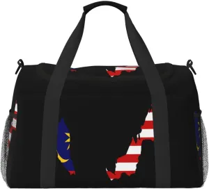 Flag Map Of Malaysia Travel Duffel Bag Large Foldable Waterproof Overnight Bag For Beach Swim Bags Pool Sports Gym
