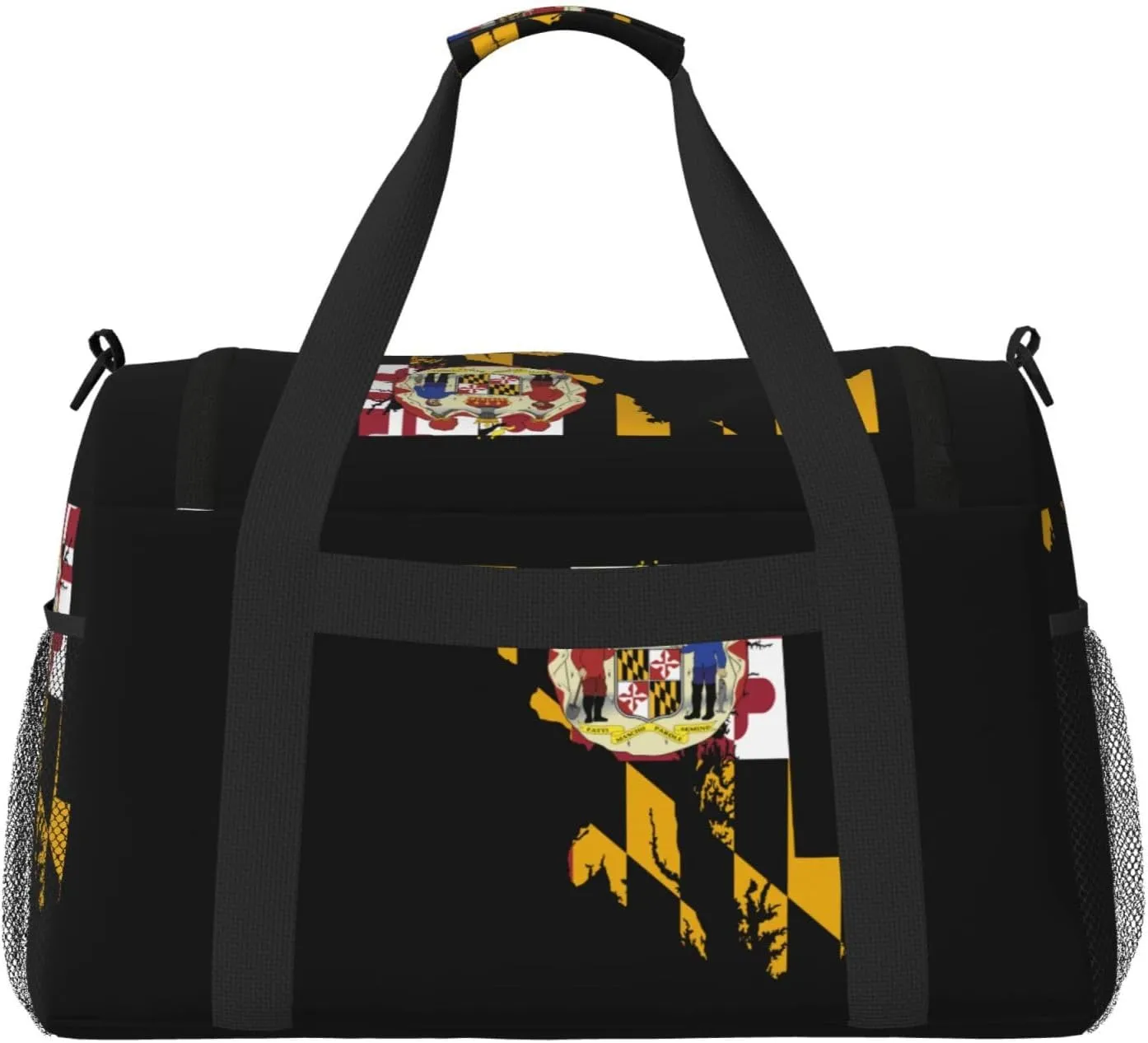 Flag Map Of Maryland Travel Duffel Bag Large Foldable Waterproof Overnight Bag For Beach Swim Bags Pool Sports Gym