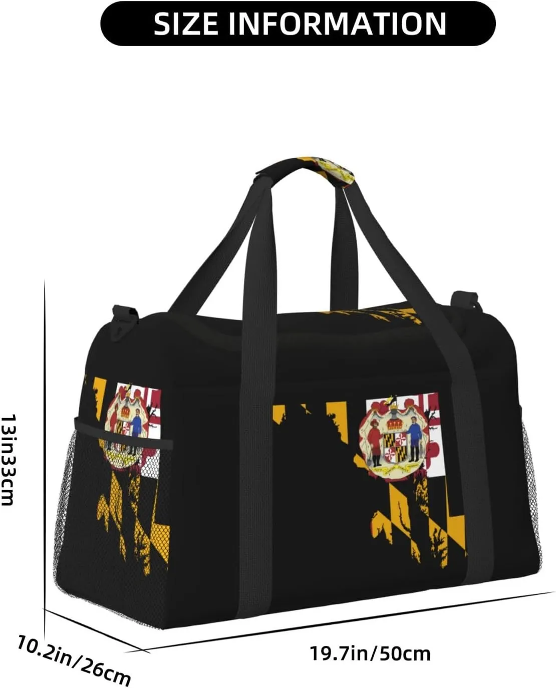 Flag Map Of Maryland Travel Duffel Bag Large Foldable Waterproof Overnight Bag For Beach Swim Bags Pool Sports Gym