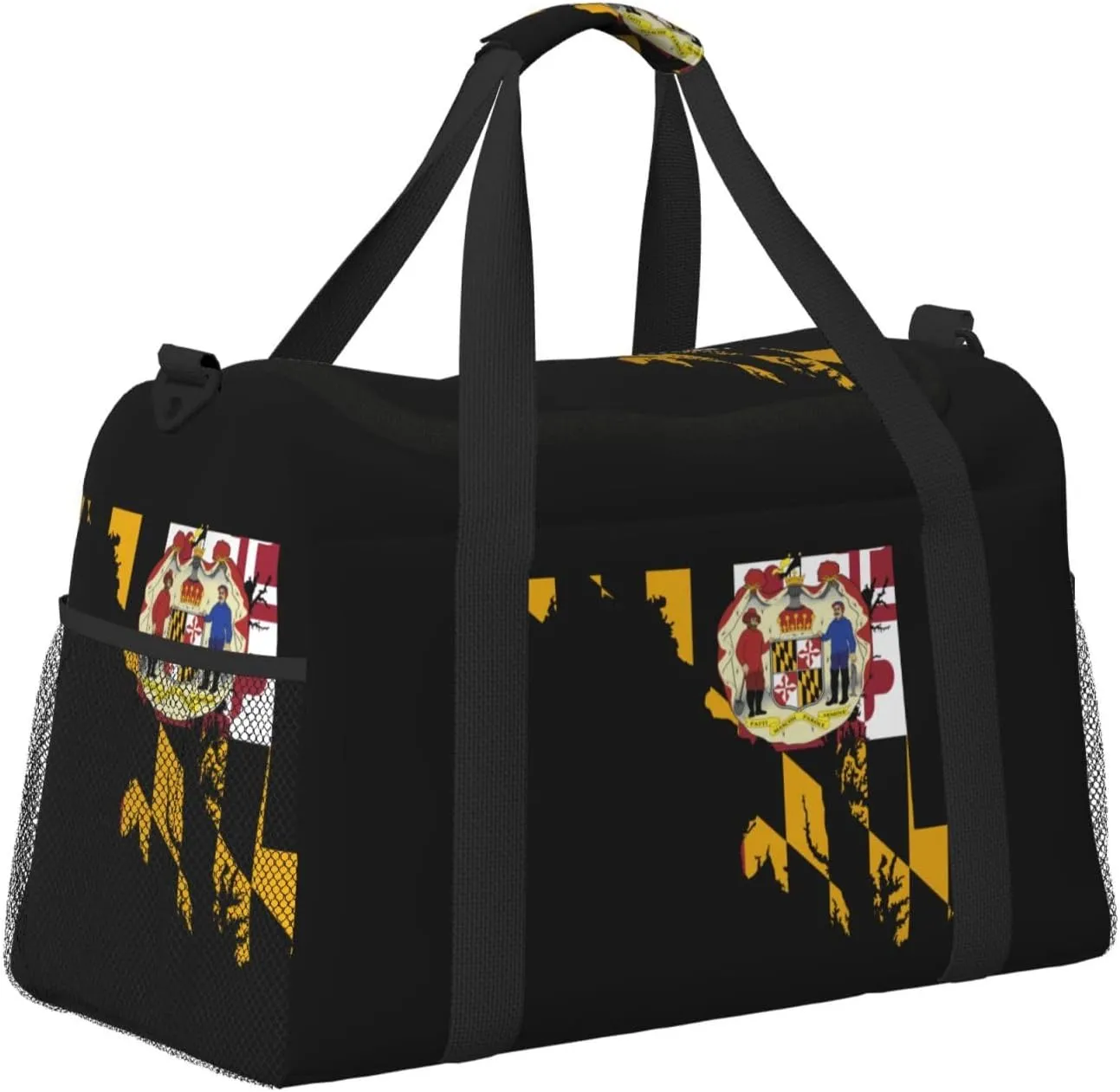 Flag Map Of Maryland Travel Duffel Bag Large Foldable Waterproof Overnight Bag For Beach Swim Bags Pool Sports Gym