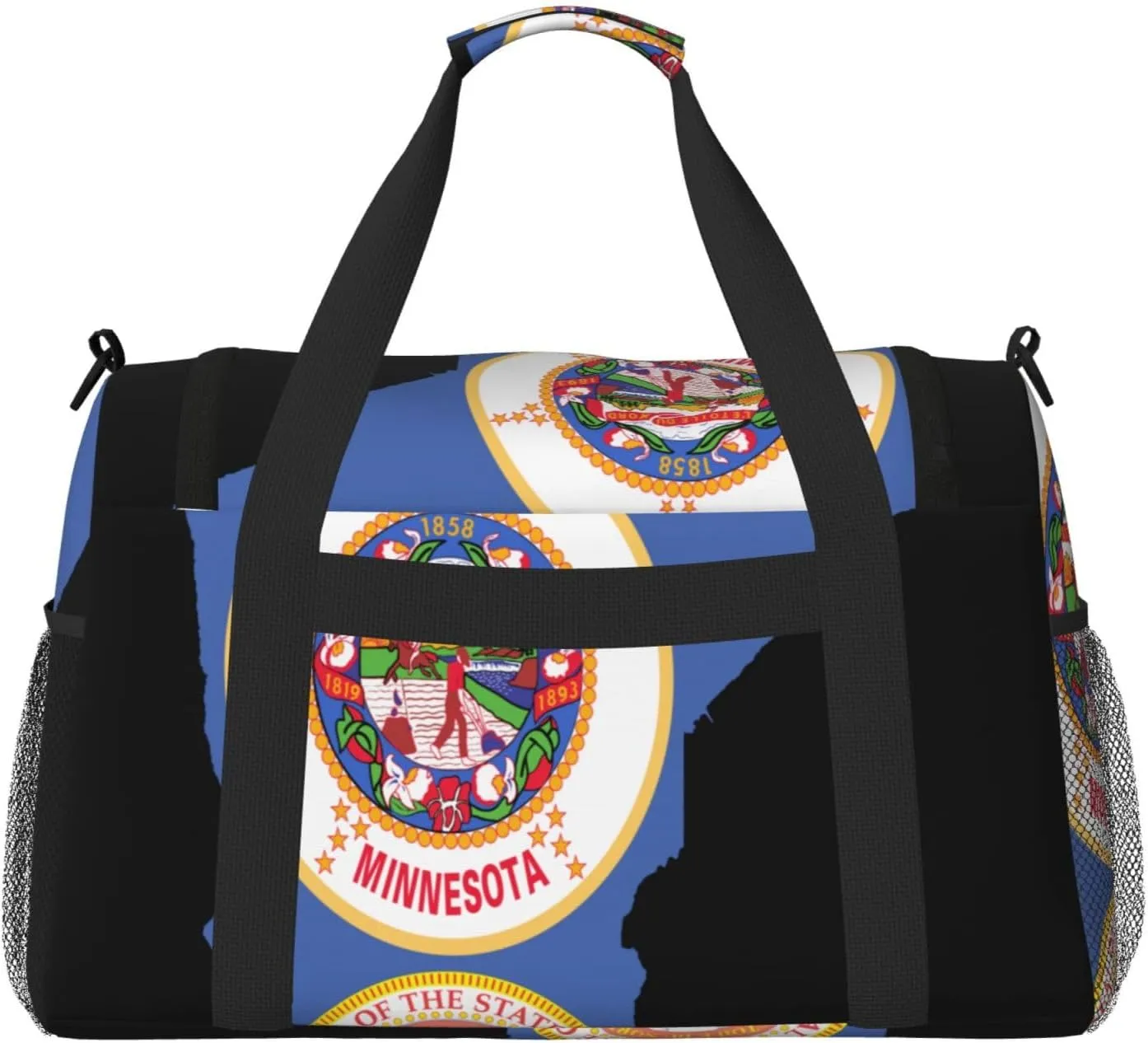 Flag Map Of Minnesota Travel Duffel Bag Large Foldable Waterproof Overnight Bag For Beach Swim Bags Pool Sports Gym