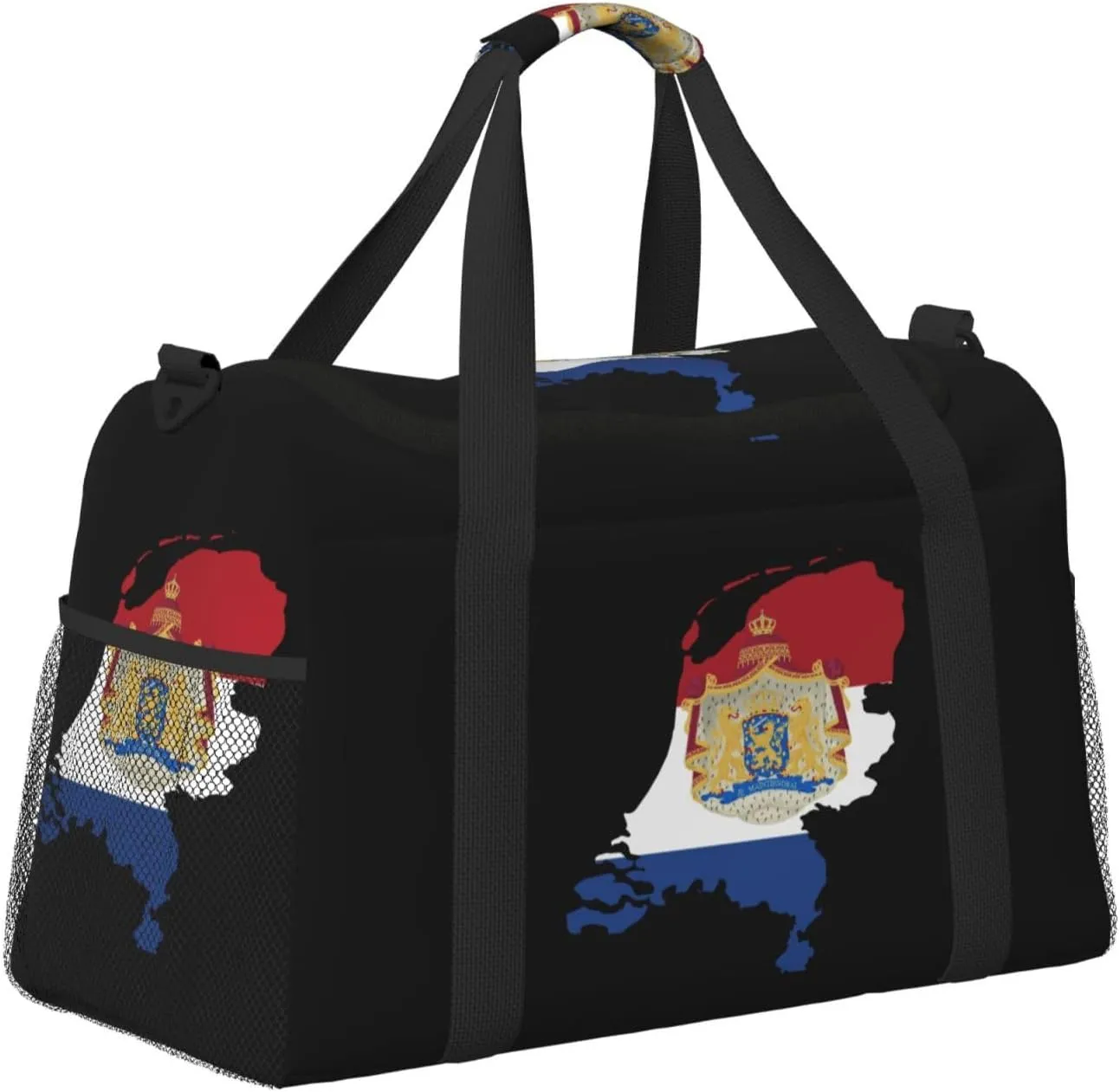 Flag Map Of Netherlands Travel Duffel Bag Large Foldable Waterproof Overnight Bag For Beach Swim Bags Pool Sports Gym