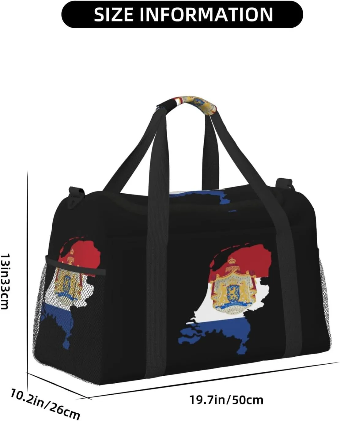 Flag Map Of Netherlands Travel Duffel Bag Large Foldable Waterproof Overnight Bag For Beach Swim Bags Pool Sports Gym