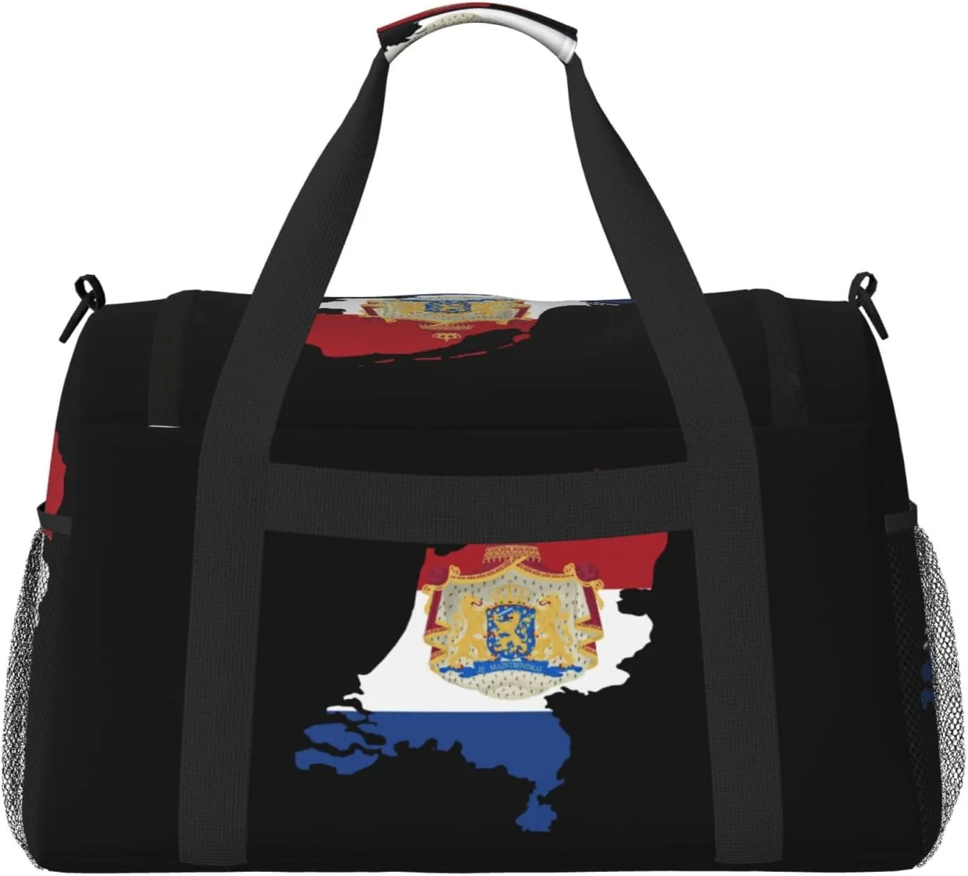 Flag Map Of Netherlands Travel Duffel Bag Large Foldable Waterproof Overnight Bag For Beach Swim Bags Pool Sports Gym