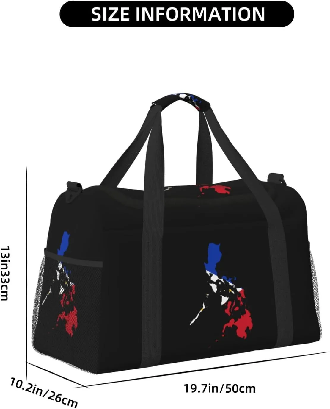 Flag Map Of Philippines Travel Duffel Bag Large Foldable Waterproof Overnight Bag For Beach Swim Bags Pool Sports Gym
