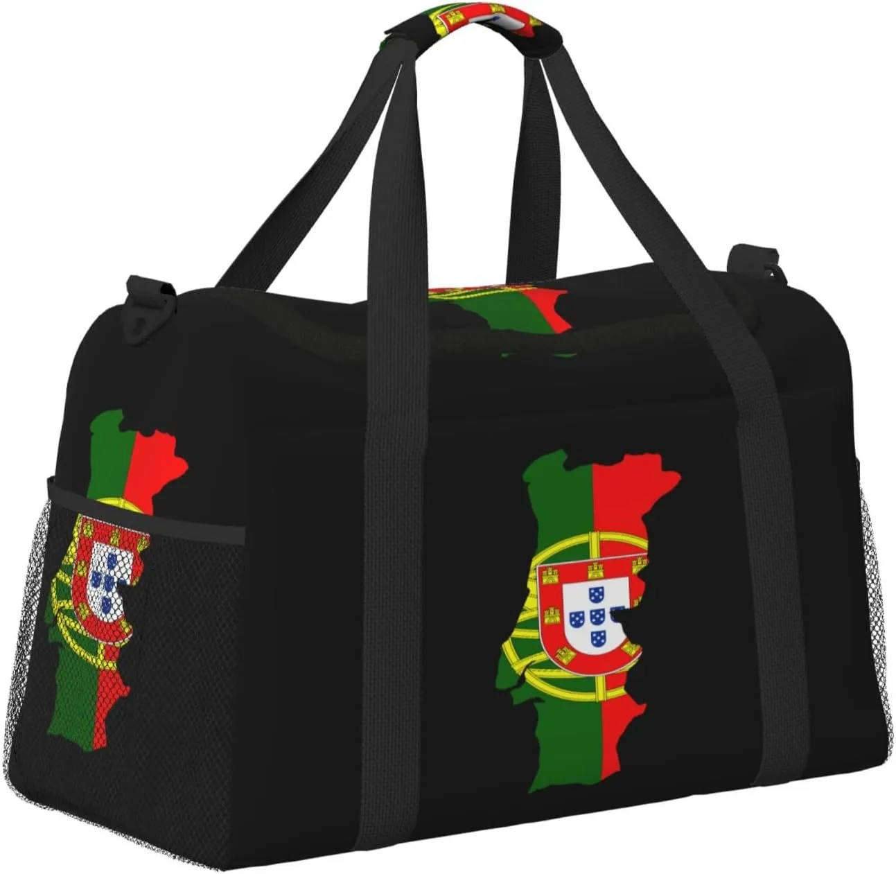 Flag Map Of Portugal Travel Duffel Bag Large Foldable Waterproof Overnight Bag For Beach Swim Bags Pool Sports Gym