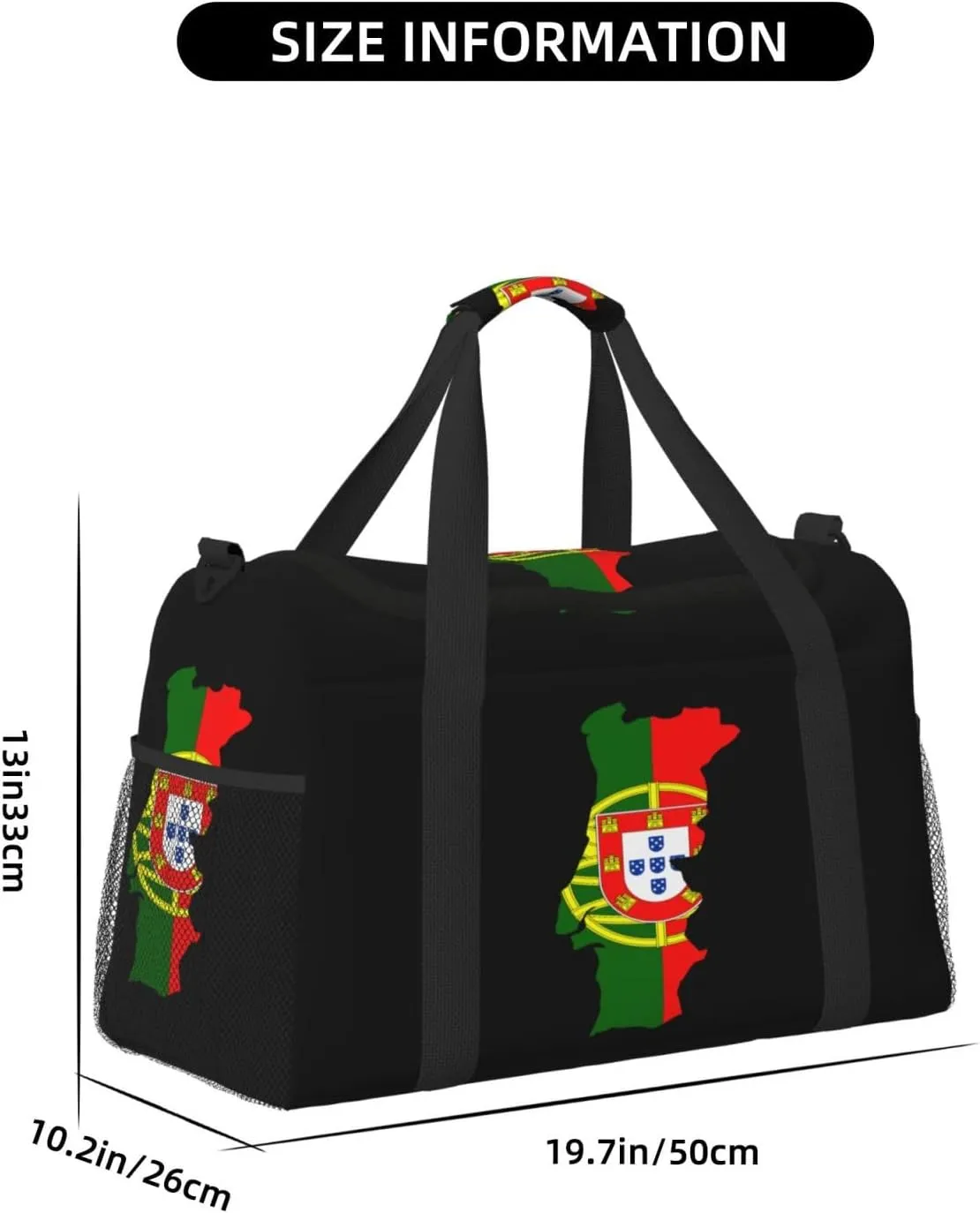 Flag Map Of Portugal Travel Duffel Bag Large Foldable Waterproof Overnight Bag For Beach Swim Bags Pool Sports Gym