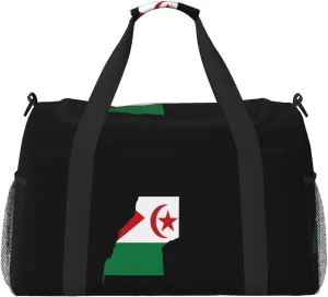 Flag Map Of Saharan Travel Duffel Bag Large Foldable Waterproof Overnight Bag For Beach Swim Bags Pool Sports Gym