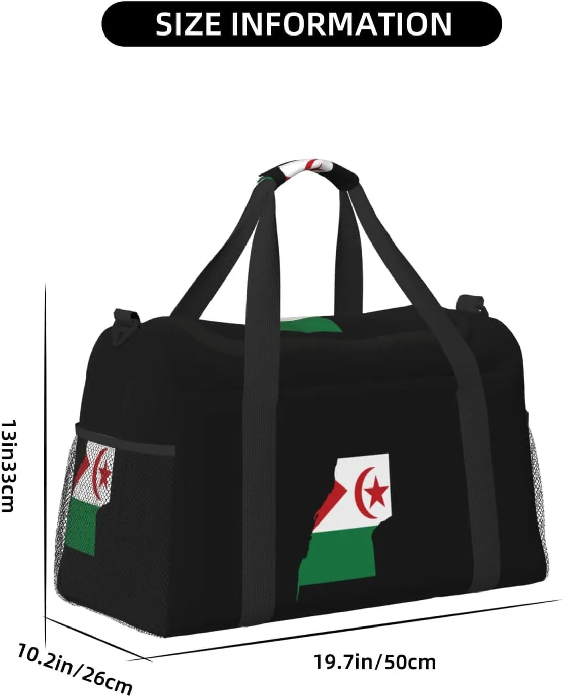 Flag Map Of Saharan Travel Duffel Bag Large Foldable Waterproof Overnight Bag For Beach Swim Bags Pool Sports Gym