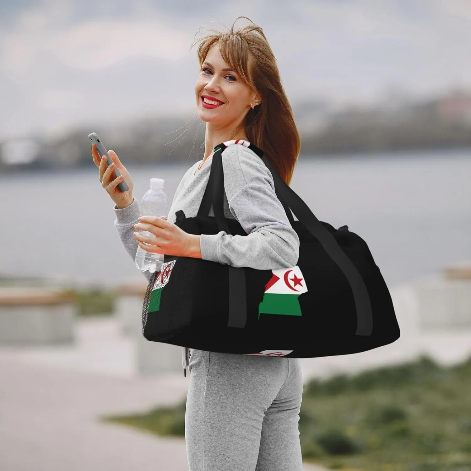 Flag Map Of Saharan Travel Duffel Bag Large Foldable Waterproof Overnight Bag For Beach Swim Bags Pool Sports Gym