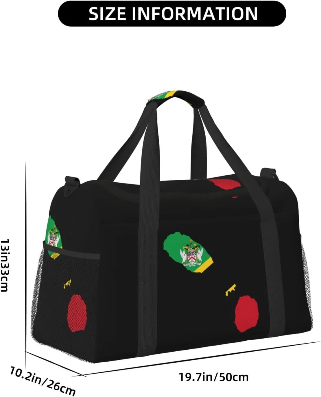 Flag Map Of Saint Kitts Nevis Travel Duffel Bag Large Foldable Waterproof Overnight Bag For Beach Swim Bags Pool Sports Gym