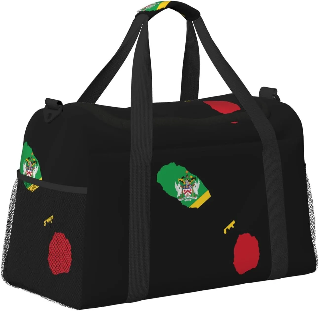 Flag Map Of Saint Kitts Nevis Travel Duffel Bag Large Foldable Waterproof Overnight Bag For Beach Swim Bags Pool Sports Gym
