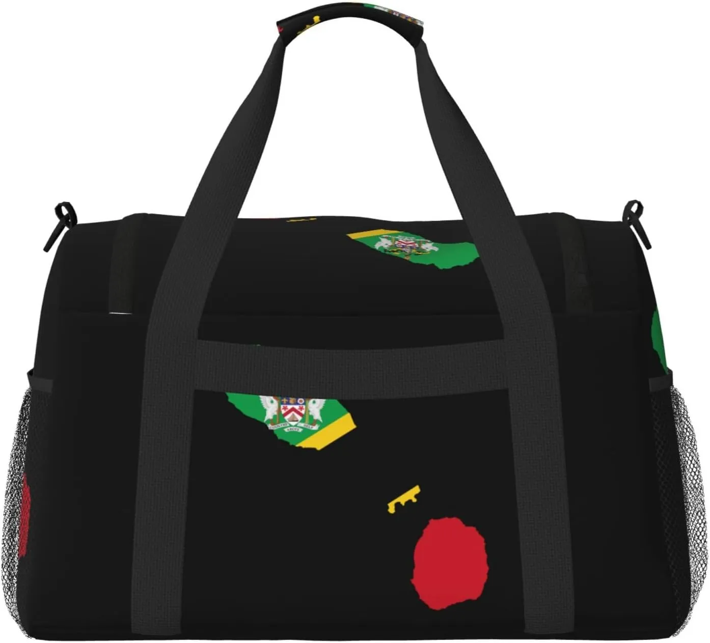 Flag Map Of Saint Kitts Nevis Travel Duffel Bag Large Foldable Waterproof Overnight Bag For Beach Swim Bags Pool Sports Gym