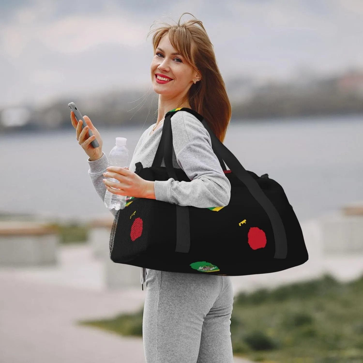 Flag Map Of Saint Kitts Nevis Travel Duffel Bag Large Foldable Waterproof Overnight Bag For Beach Swim Bags Pool Sports Gym