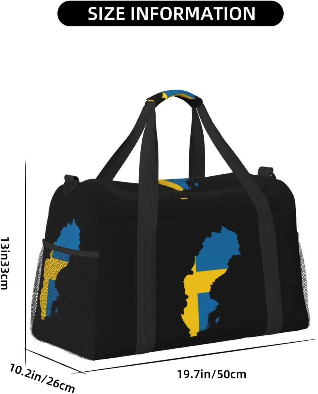 Flag Map Of Sweden Travel Duffel Bag Large Foldable Waterproof Overnight Bag For Beach Swim Bags Pool Sports Gym