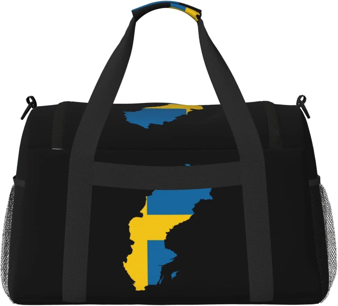 Flag Map Of Sweden Travel Duffel Bag Large Foldable Waterproof Overnight Bag For Beach Swim Bags Pool Sports Gym