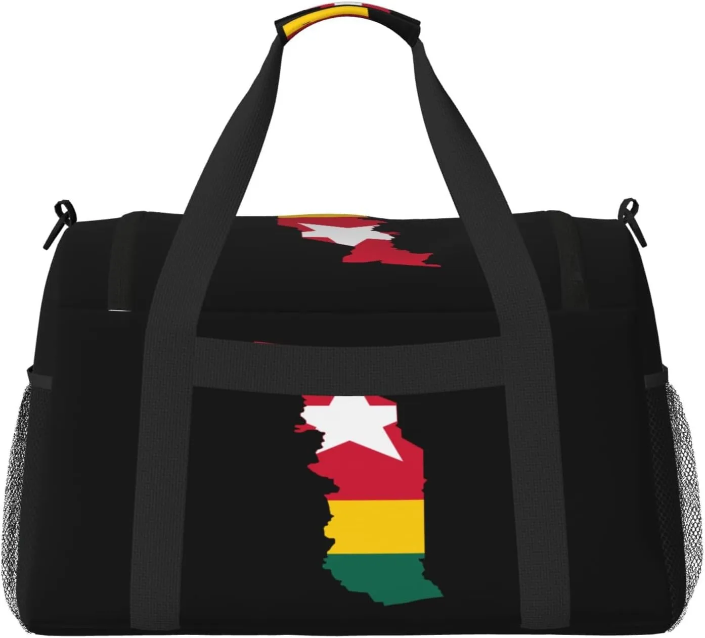 Flag Map Of Togo Travel Duffel Bag Large Foldable Waterproof Overnight Bag For Beach Swim Bags Pool Sports Gym