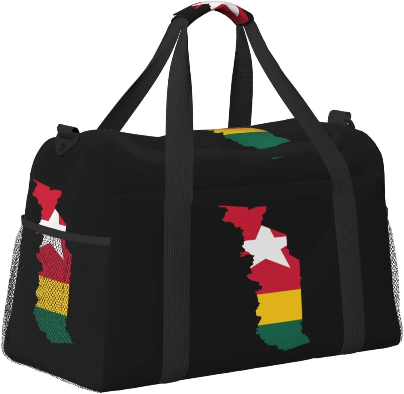 Flag Map Of Togo Travel Duffel Bag Large Foldable Waterproof Overnight Bag For Beach Swim Bags Pool Sports Gym