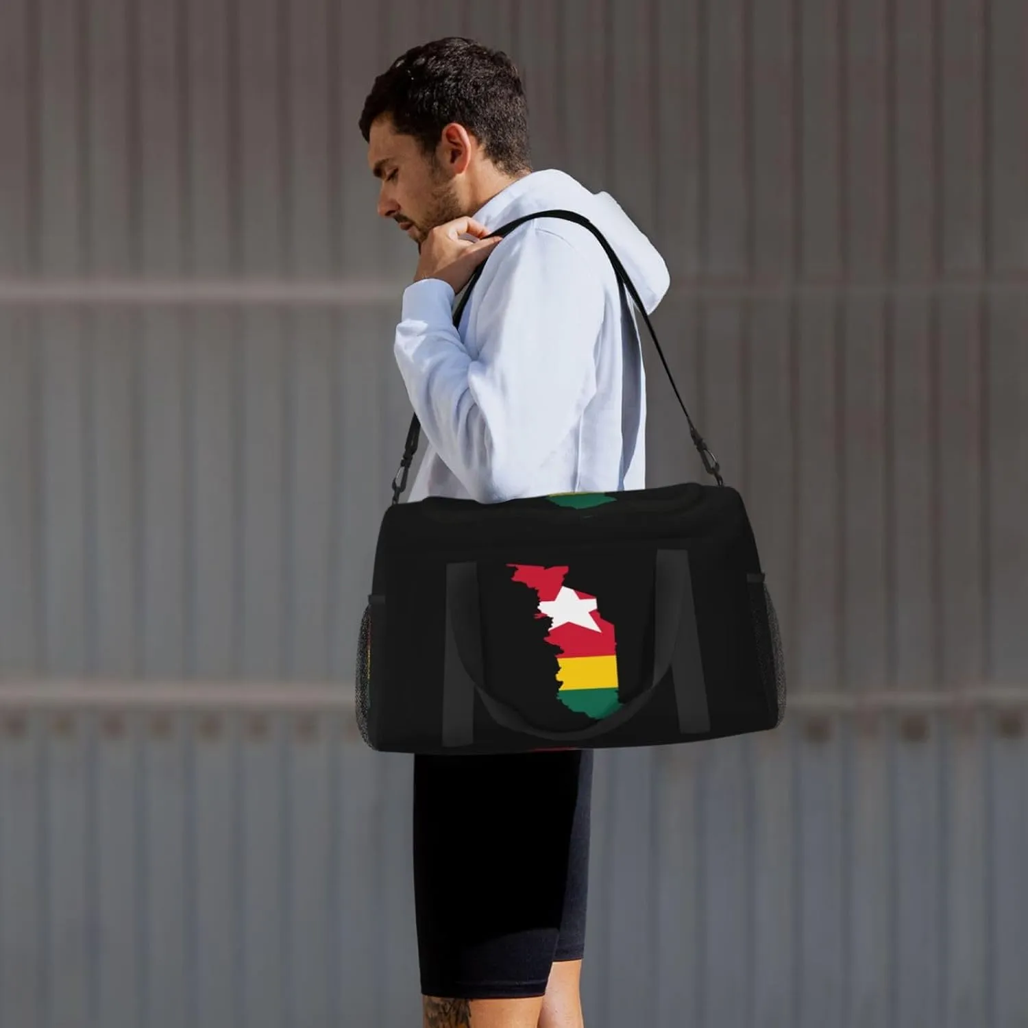 Flag Map Of Togo Travel Duffel Bag Large Foldable Waterproof Overnight Bag For Beach Swim Bags Pool Sports Gym