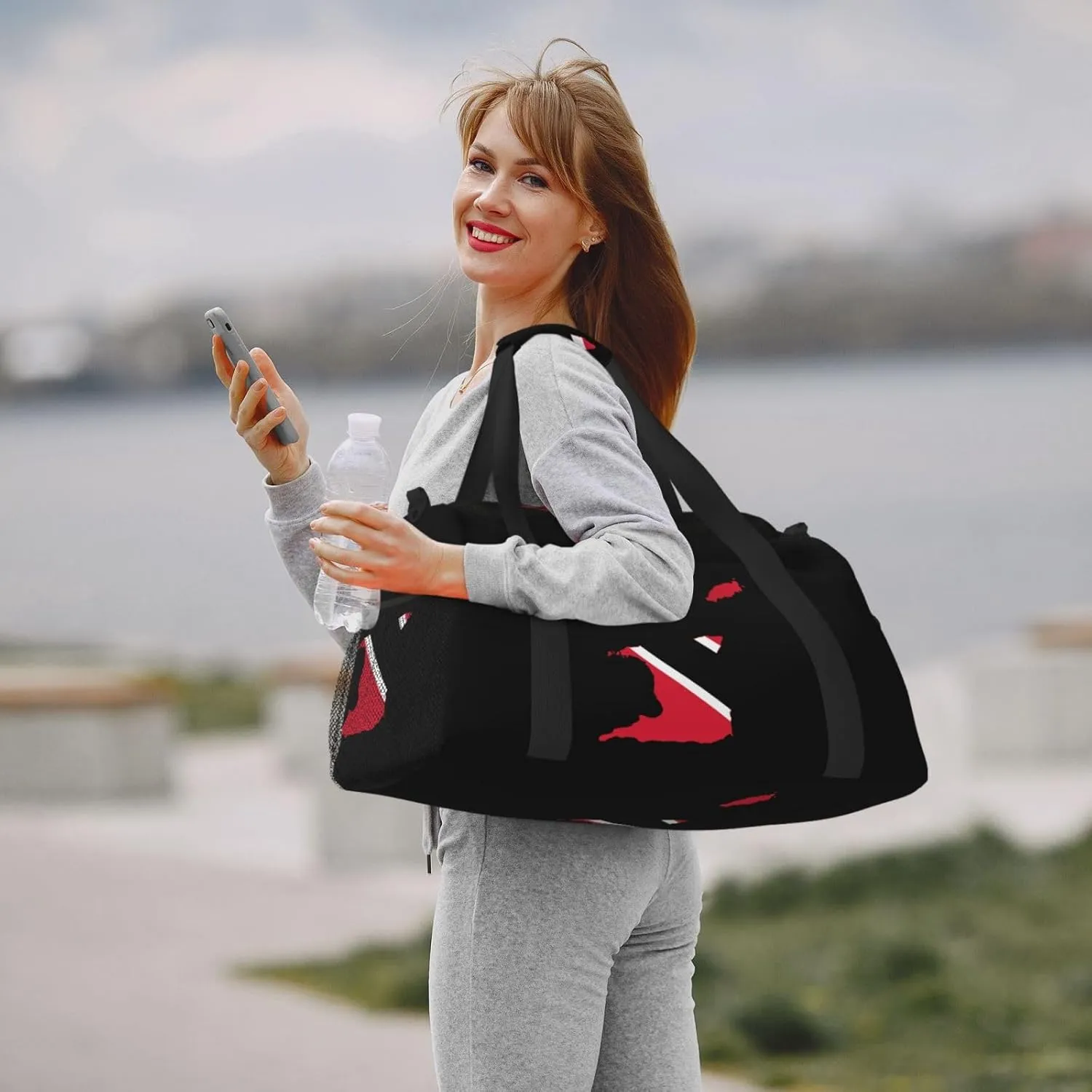 Flag Map Of Trinidad Tobago Travel Duffel Bag Large Foldable Waterproof Overnight Bag For Beach Swim Bags Pool Sports Gym