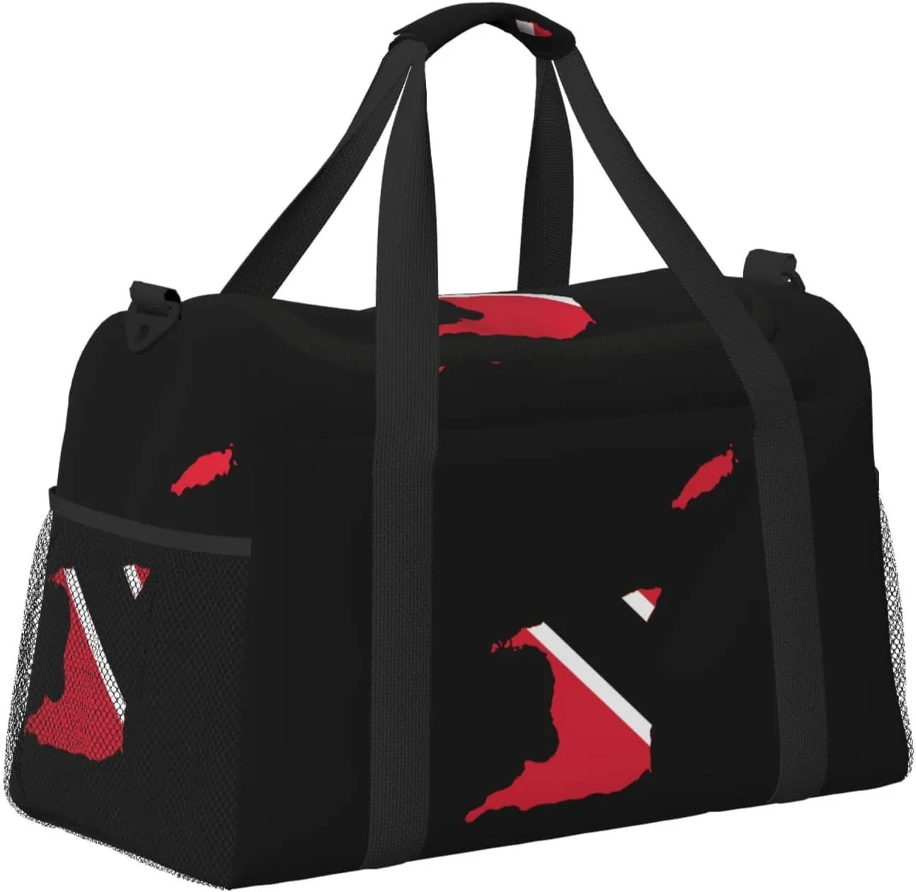 Flag Map Of Trinidad Tobago Travel Duffel Bag Large Foldable Waterproof Overnight Bag For Beach Swim Bags Pool Sports Gym