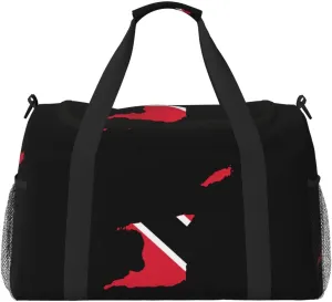 Flag Map Of Trinidad Tobago Travel Duffel Bag Large Foldable Waterproof Overnight Bag For Beach Swim Bags Pool Sports Gym