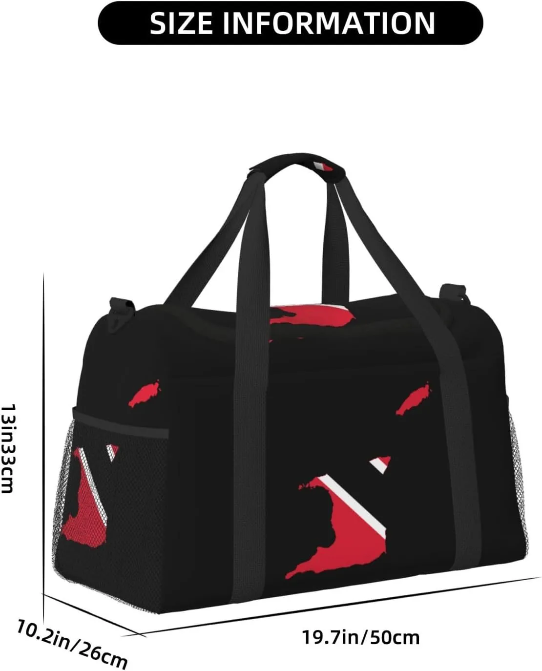 Flag Map Of Trinidad Tobago Travel Duffel Bag Large Foldable Waterproof Overnight Bag For Beach Swim Bags Pool Sports Gym