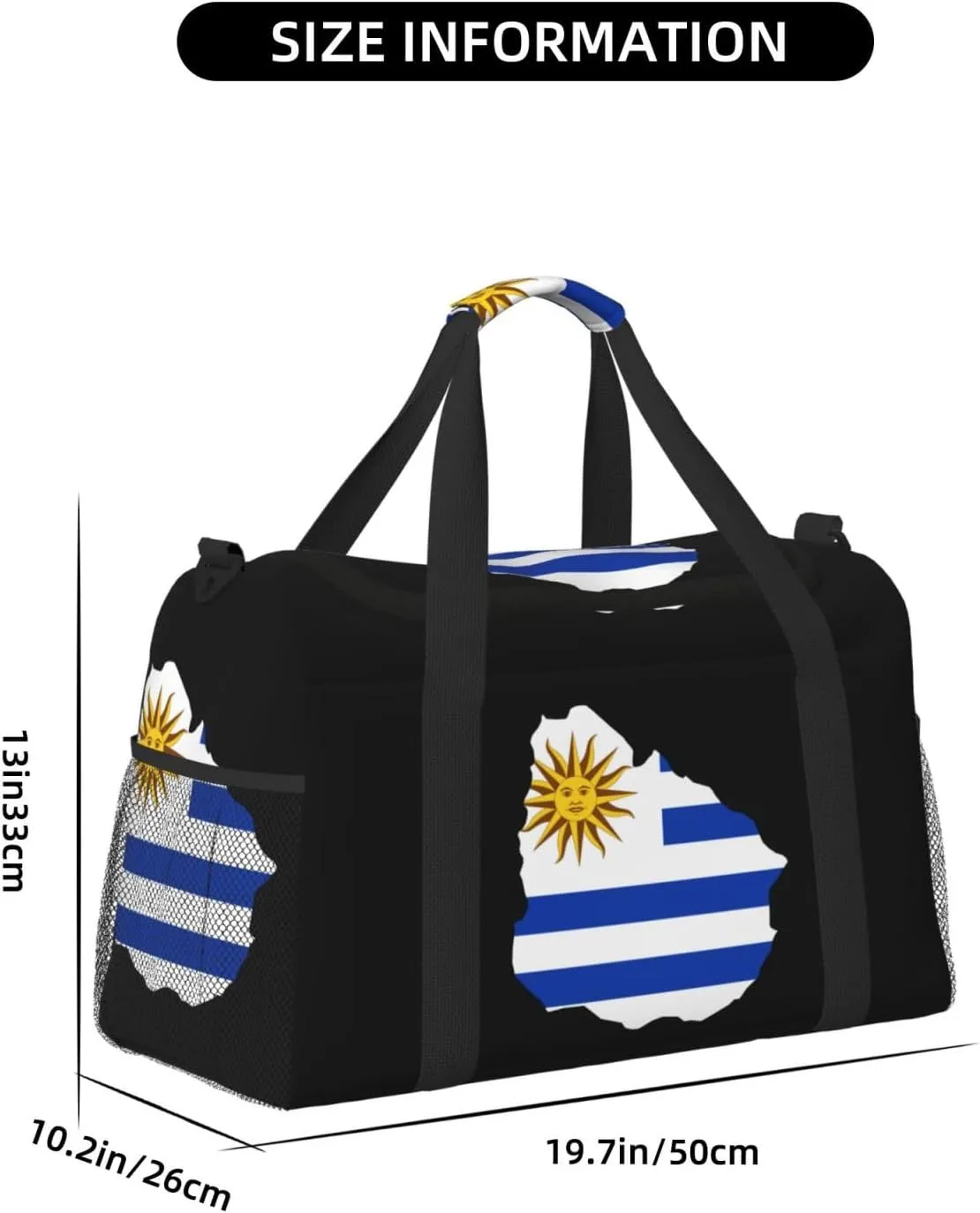 Flag Map Of Uruguay Travel Duffel Bag Large Foldable Waterproof Overnight Bag For Beach Swim Bags Pool Sports Gym