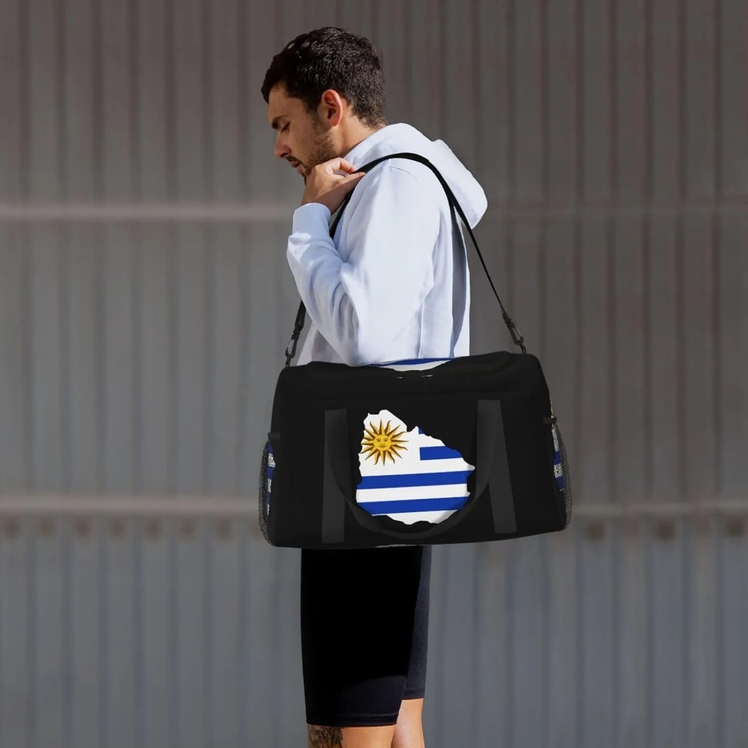 Flag Map Of Uruguay Travel Duffel Bag Large Foldable Waterproof Overnight Bag For Beach Swim Bags Pool Sports Gym