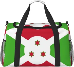 Flag Of Burundi Travel Duffel Bag Large Foldable Waterproof Overnight Bag For Beach Swim Bags Pool Sports Gym