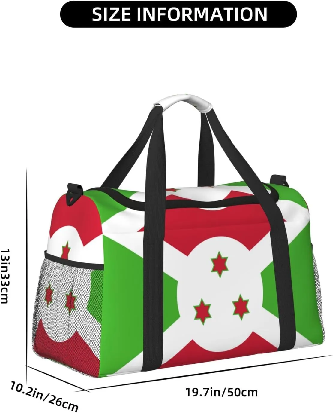 Flag Of Burundi Travel Duffel Bag Large Foldable Waterproof Overnight Bag For Beach Swim Bags Pool Sports Gym