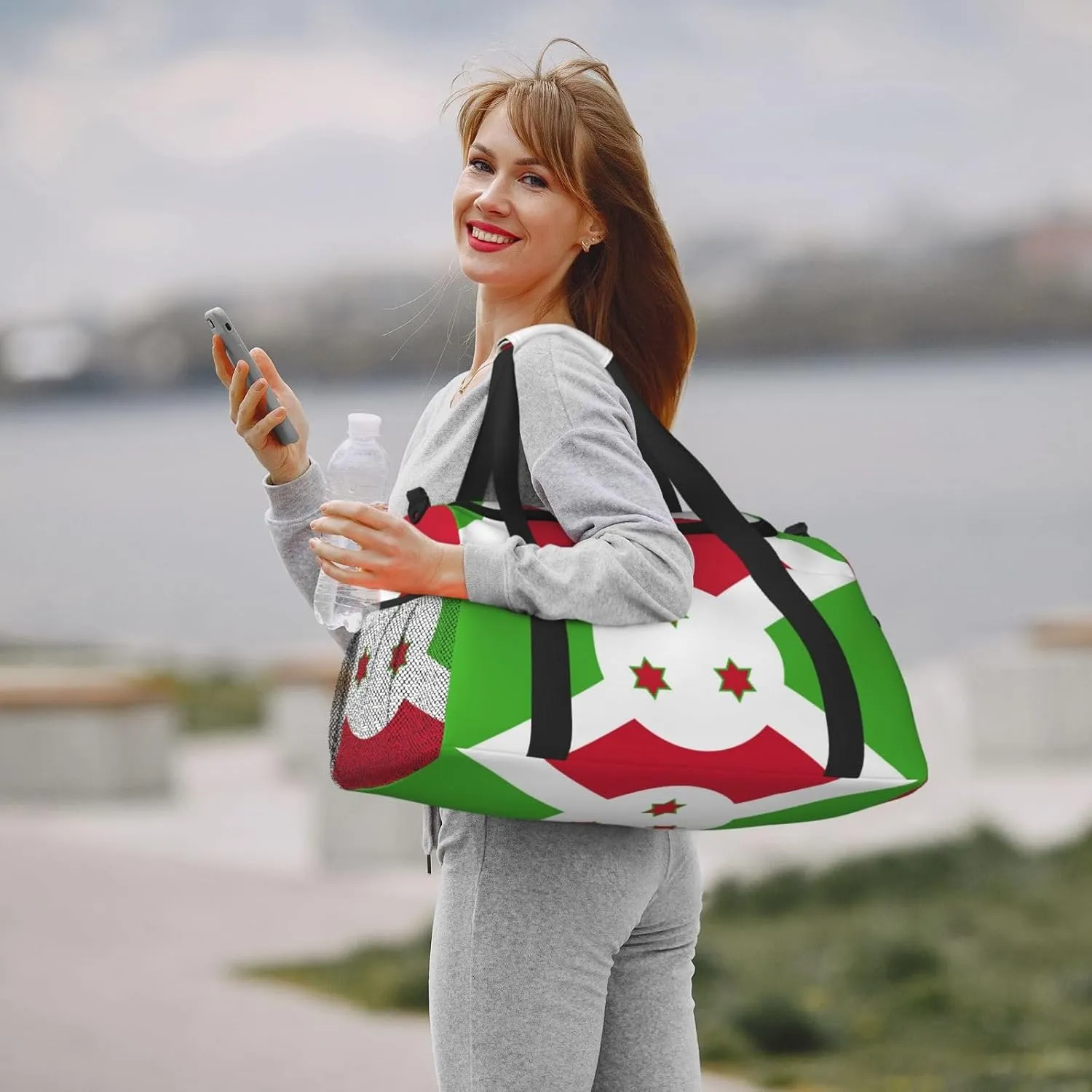 Flag Of Burundi Travel Duffel Bag Large Foldable Waterproof Overnight Bag For Beach Swim Bags Pool Sports Gym