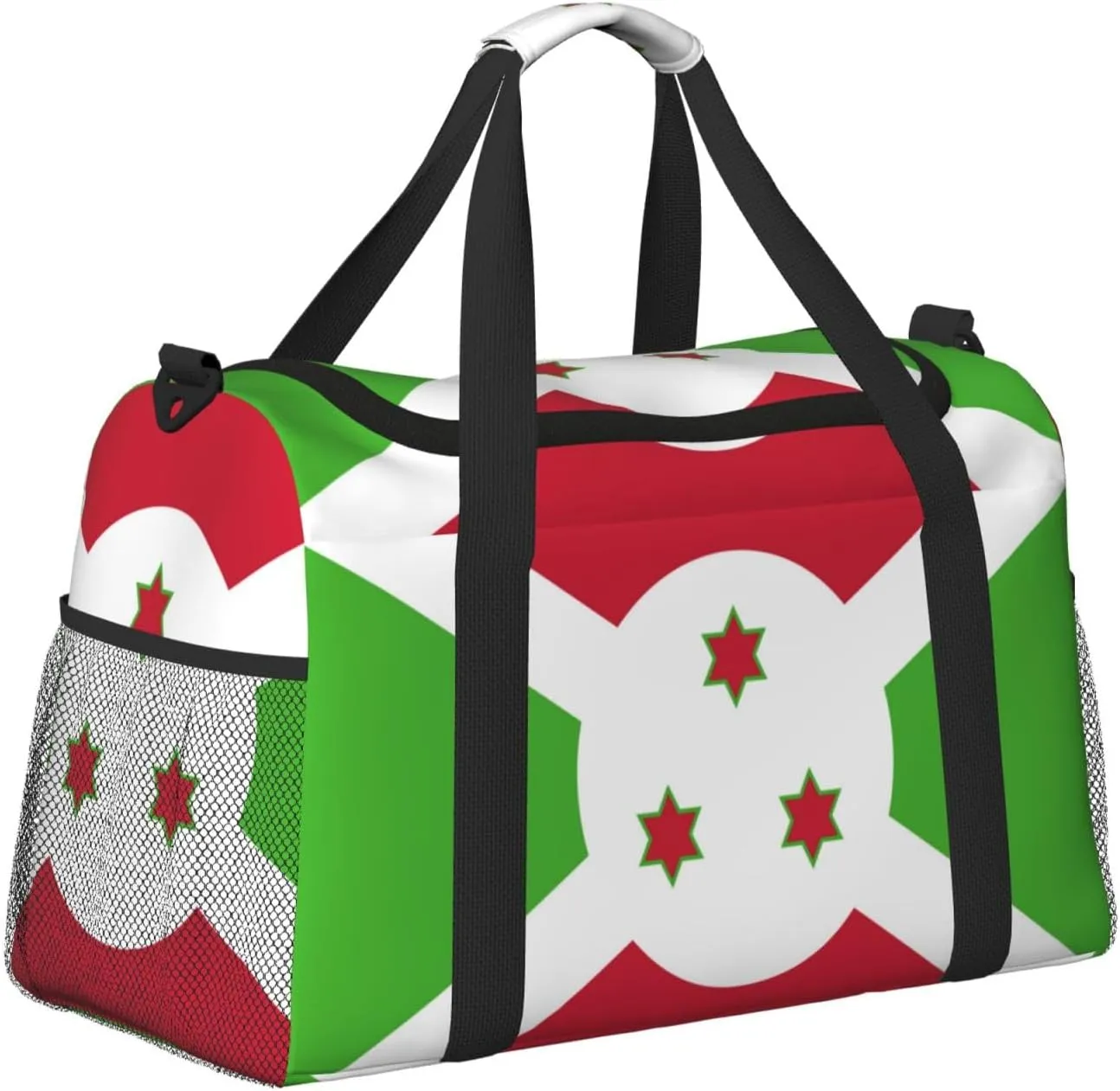 Flag Of Burundi Travel Duffel Bag Large Foldable Waterproof Overnight Bag For Beach Swim Bags Pool Sports Gym