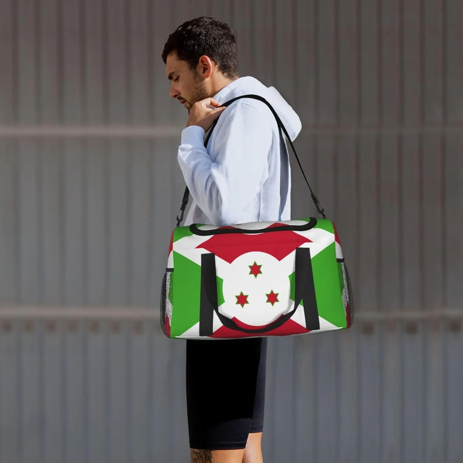 Flag Of Burundi Travel Duffel Bag Large Foldable Waterproof Overnight Bag For Beach Swim Bags Pool Sports Gym