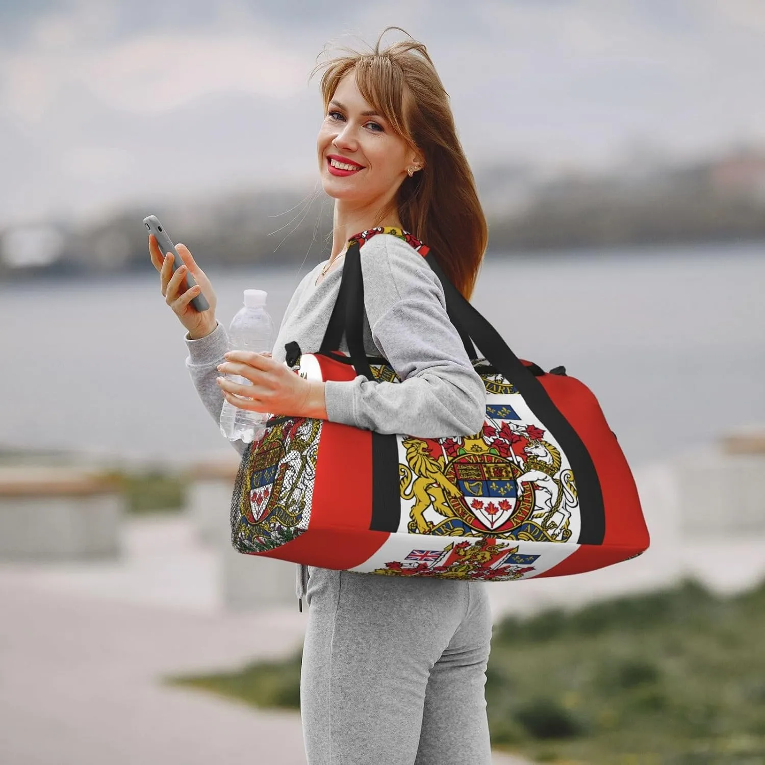 Flag Of Canada Travel Duffel Bag Large Foldable Waterproof Overnight Bag For Beach Swim Bags Pool Sports Gym