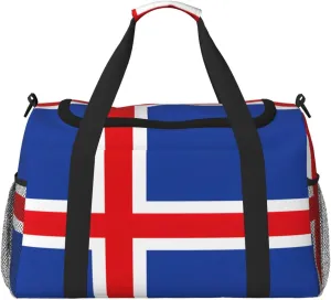 Flag of Iceland Print Everyday Use Travel Duffle Bag Large Capacity Travel Bag Stylish Functional Bag