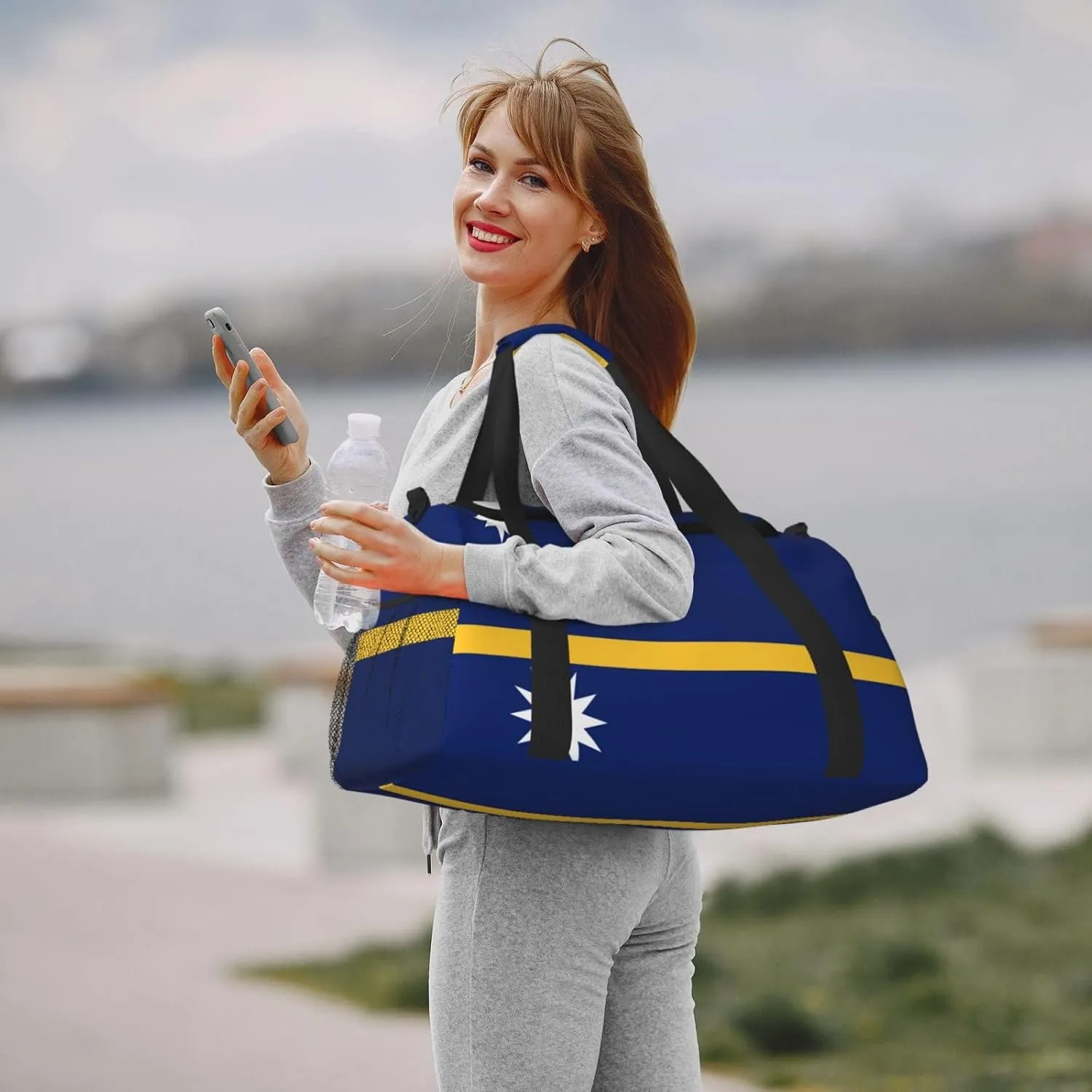 Flag Of Nauru Travel Duffel Bag Large Foldable Waterproof Overnight Bag For Beach Swim Bags Pool Sports Gym