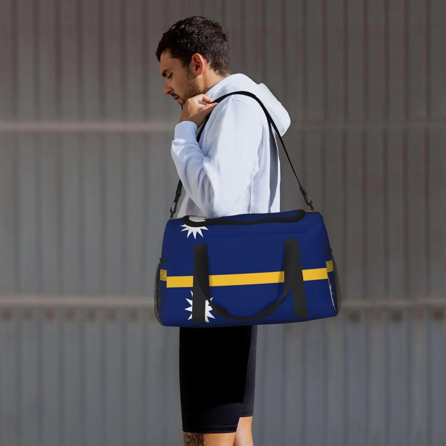 Flag Of Nauru Travel Duffel Bag Large Foldable Waterproof Overnight Bag For Beach Swim Bags Pool Sports Gym