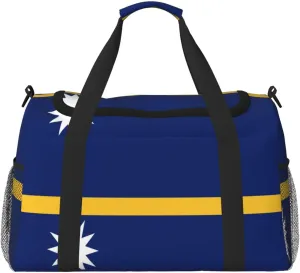 Flag Of Nauru Travel Duffel Bag Large Foldable Waterproof Overnight Bag For Beach Swim Bags Pool Sports Gym