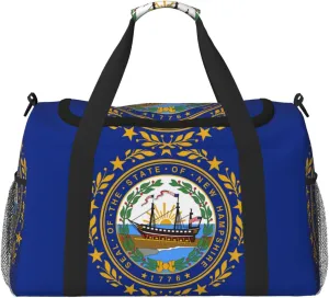 Flag Of New Hampshire Travel Duffel Bag Large Foldable Waterproof Overnight Bag For Beach Swim Bags Pool Sports Gym