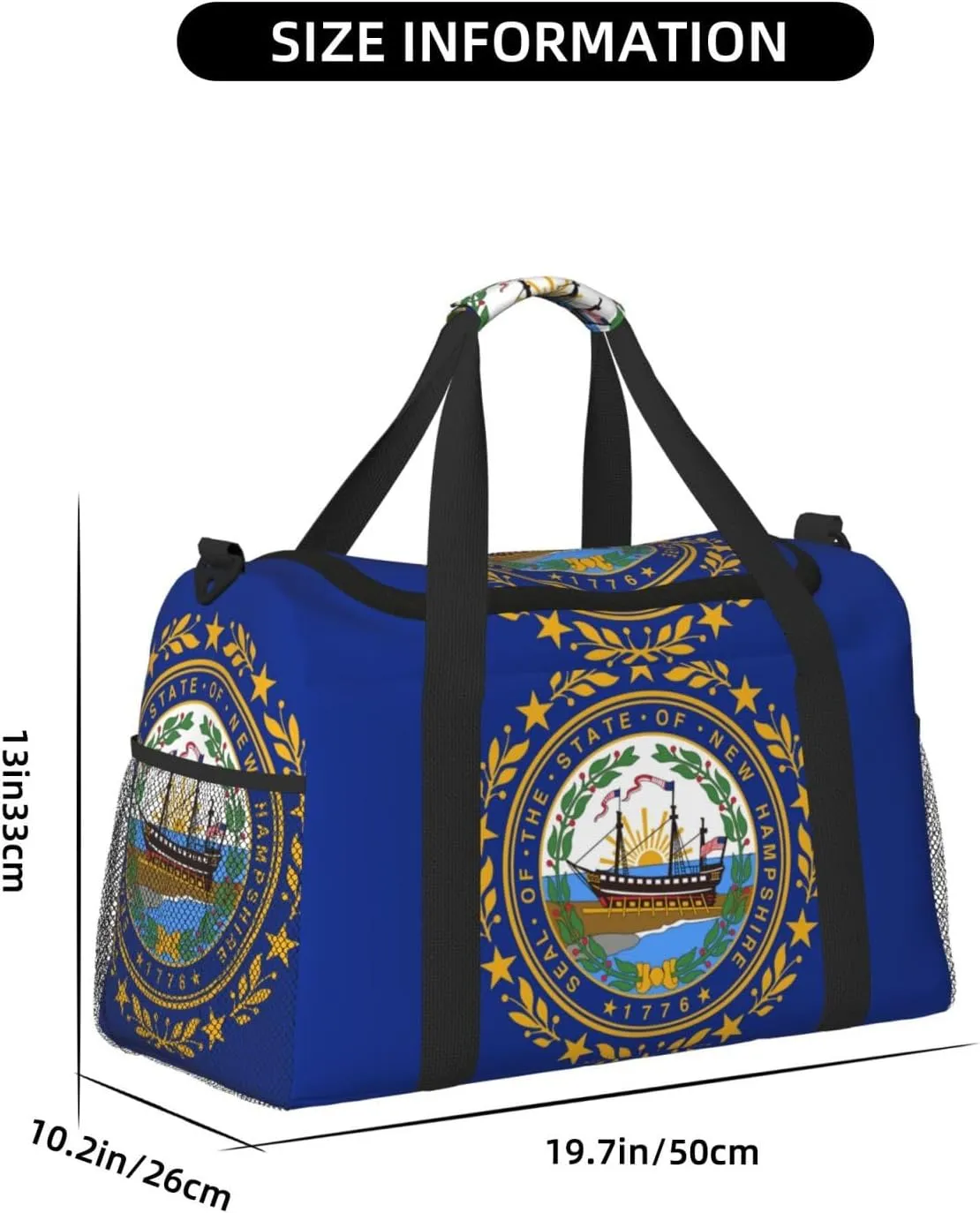 Flag Of New Hampshire Travel Duffel Bag Large Foldable Waterproof Overnight Bag For Beach Swim Bags Pool Sports Gym