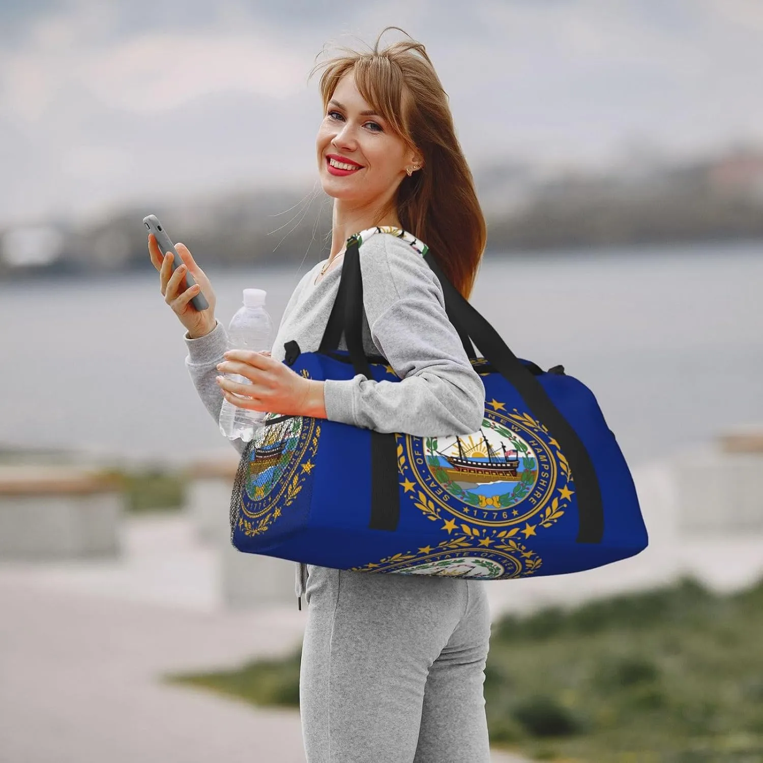Flag Of New Hampshire Travel Duffel Bag Large Foldable Waterproof Overnight Bag For Beach Swim Bags Pool Sports Gym