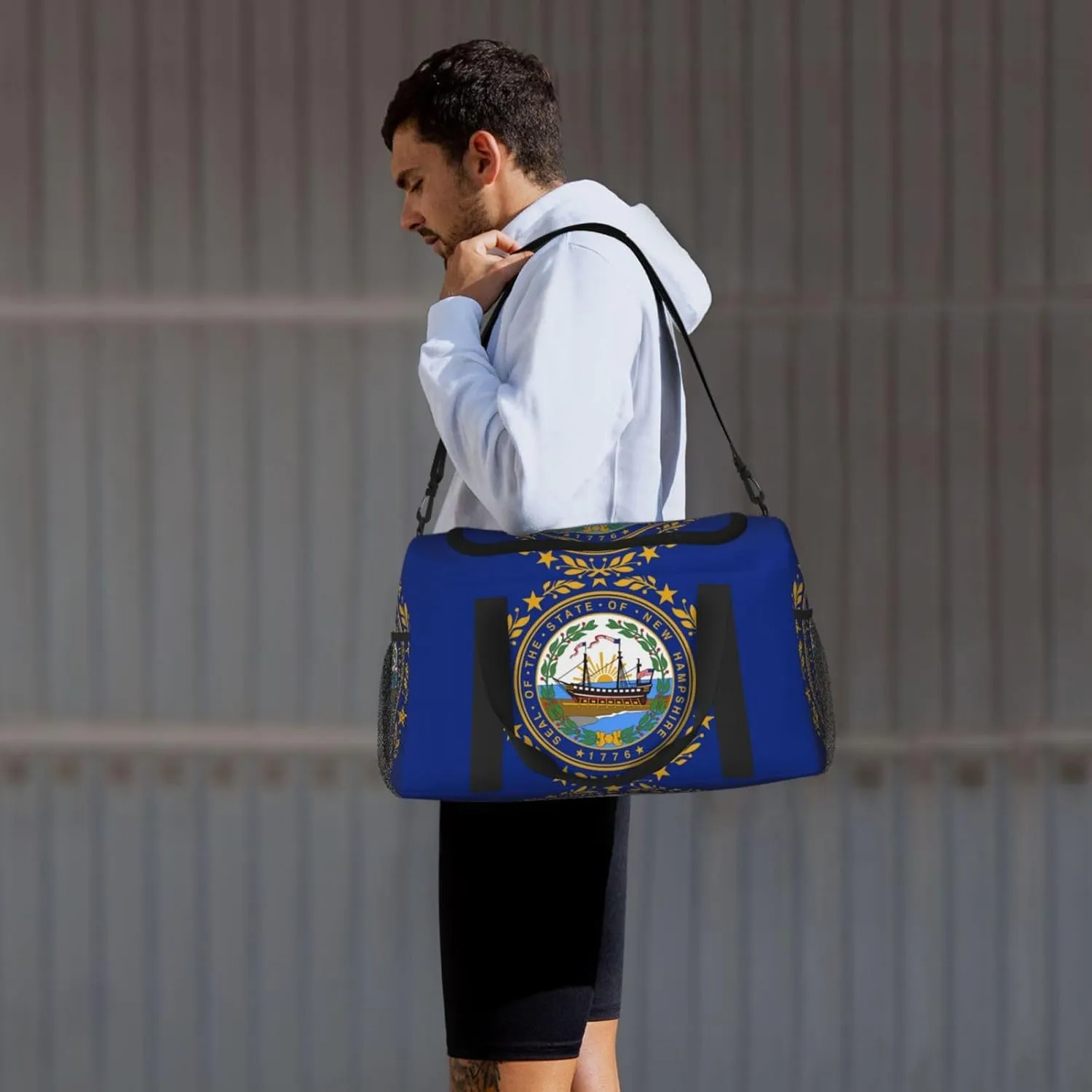 Flag Of New Hampshire Travel Duffel Bag Large Foldable Waterproof Overnight Bag For Beach Swim Bags Pool Sports Gym