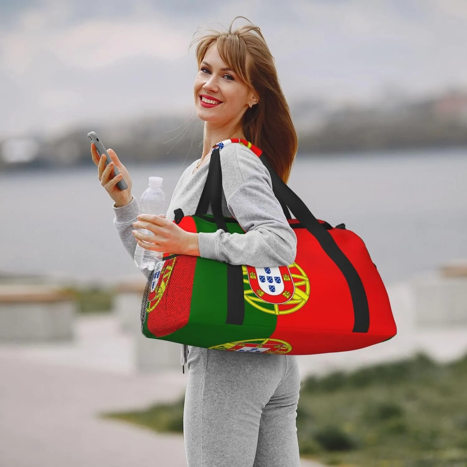 Flag Of Portugal Travel Duffel Bag Large Foldable Waterproof Overnight Bag For Beach Swim Bags Pool Sports Gym