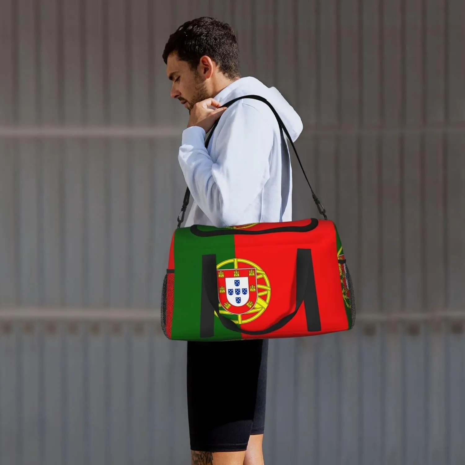 Flag Of Portugal Travel Duffel Bag Large Foldable Waterproof Overnight Bag For Beach Swim Bags Pool Sports Gym