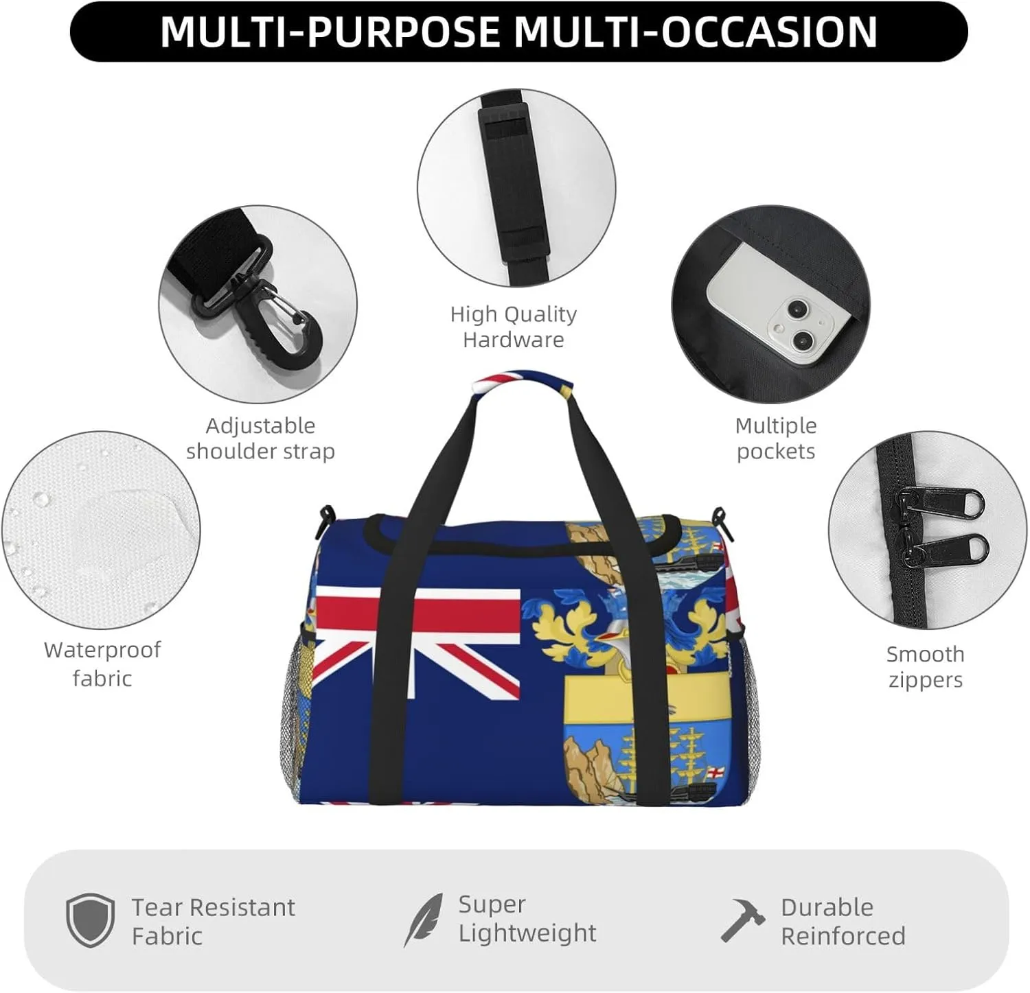 Flag Of Saint Helena Travel Duffel Bag Large Foldable Waterproof Overnight Bag For Beach Swim Bags Pool Sports Gym