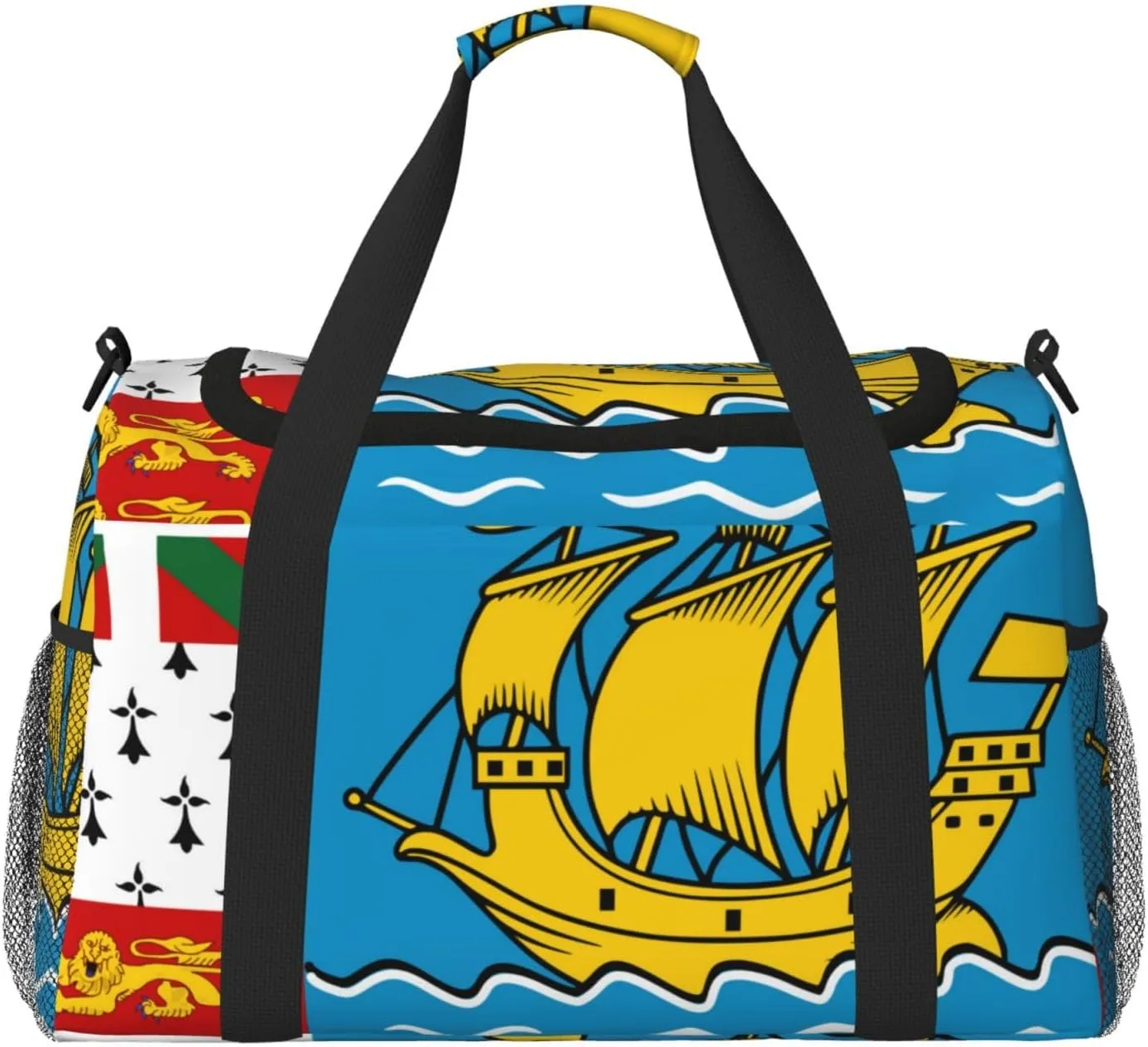 Flag Of Saint Pierre Miquelon Travel Duffel Bag Large Foldable Waterproof Overnight Bag For Beach Swim Bags Pool Sports Gym