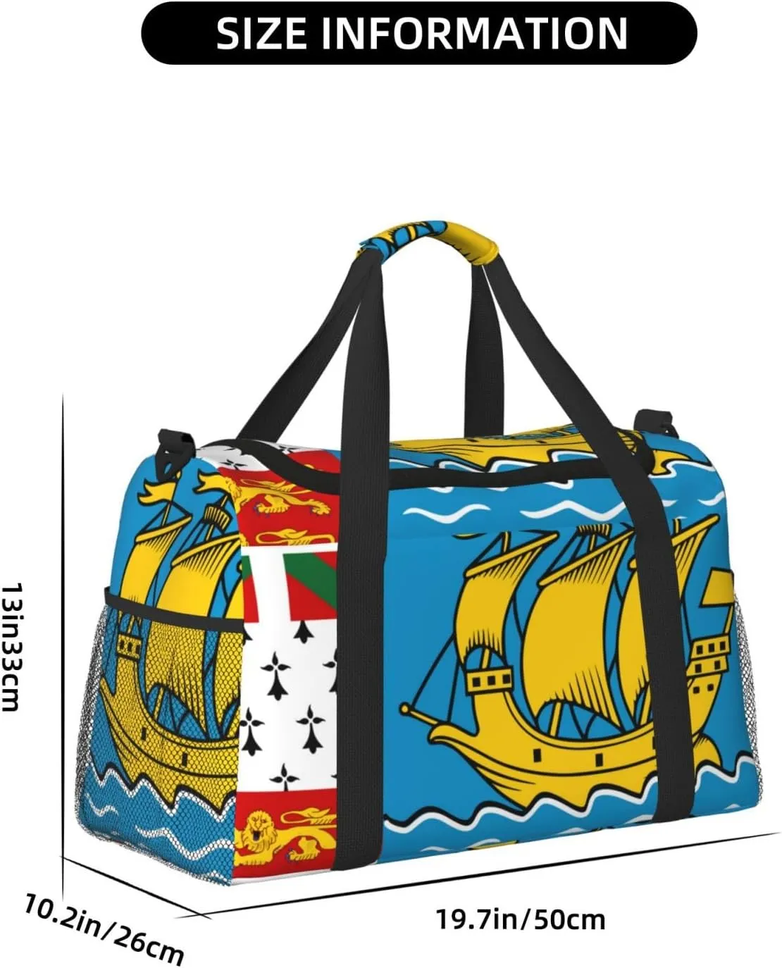 Flag Of Saint Pierre Miquelon Travel Duffel Bag Large Foldable Waterproof Overnight Bag For Beach Swim Bags Pool Sports Gym