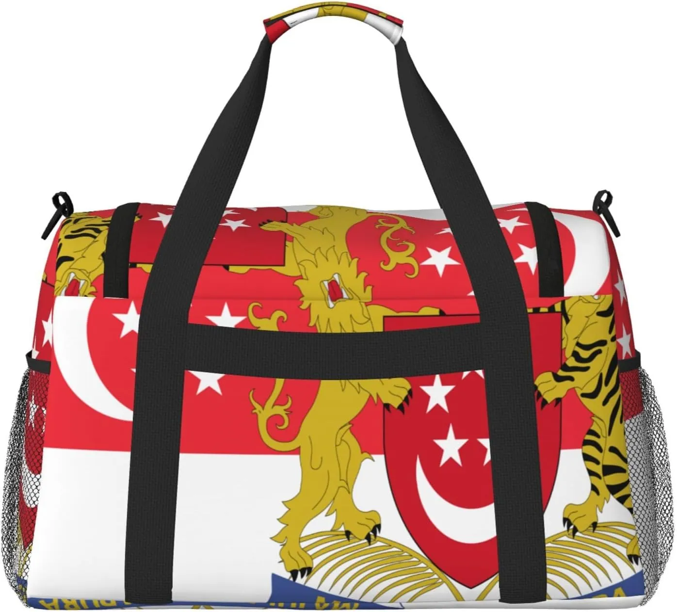 Flag Of Singapore Travel Duffel Bag Large Foldable Waterproof Overnight Bag For Beach Swim Bags Pool Sports Gym
